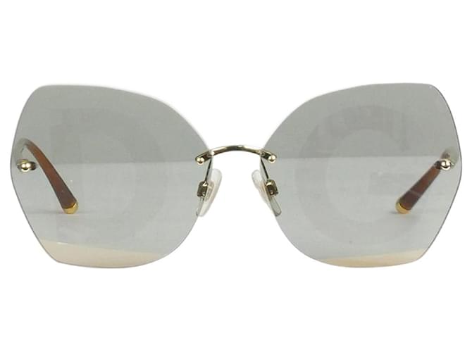 Dolce & Gabbana Braune, übergroße Sonnenbrille mit Schriftzug auf den Gläsern  ref.1205448