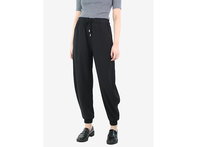 Chloé Black elasticated waist cuffed trousers - size UK 10 Triacetate  ref.1205477
