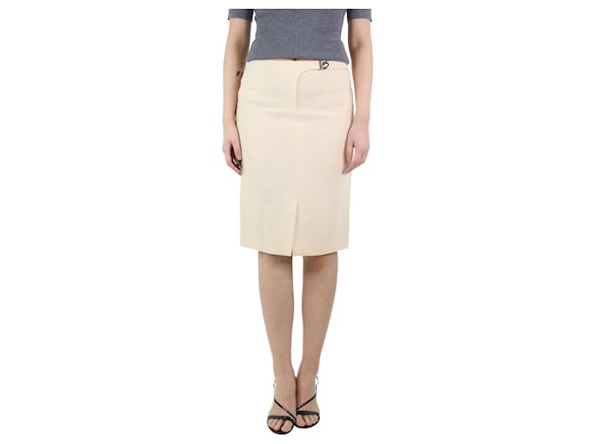 Versace Cream wool pencil skirt - size UK 8  ref.1205481