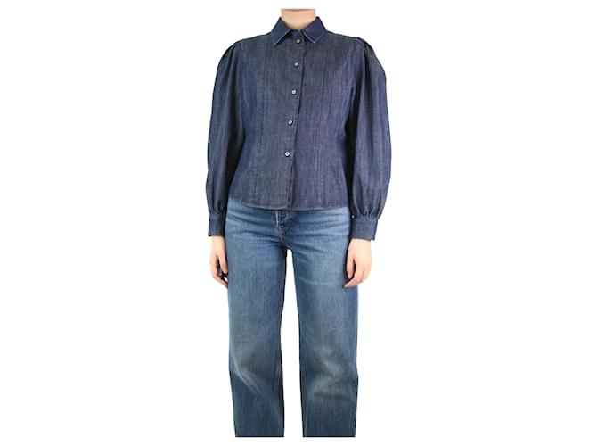 Weekend Max Mara Blaues Jeanshemd mit Ballonärmeln – Größe UK 10  ref.1205488