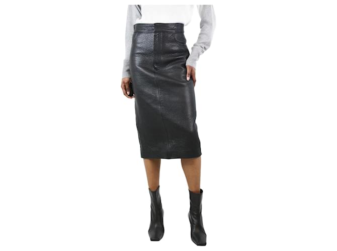 Autre Marque Black grained leather skirt - size UK 6  ref.1205495