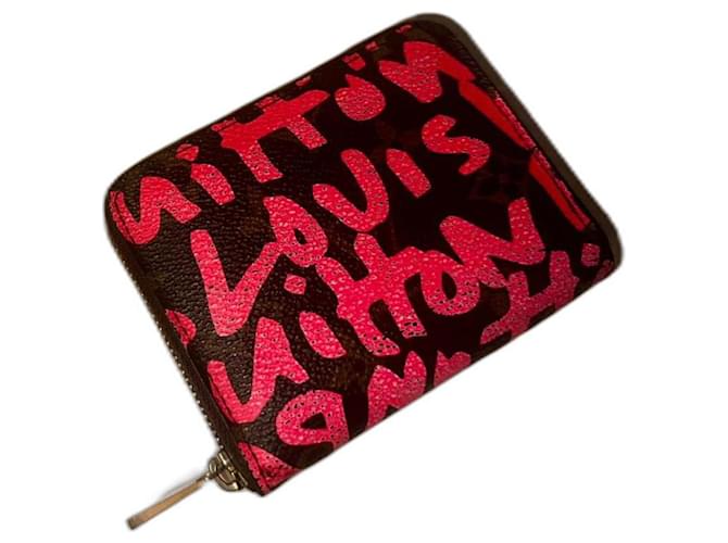 Louis Vuitton Portefeuille Zippy limité Collection Sprouse Graffiti Toile Marron Rose  ref.1205521