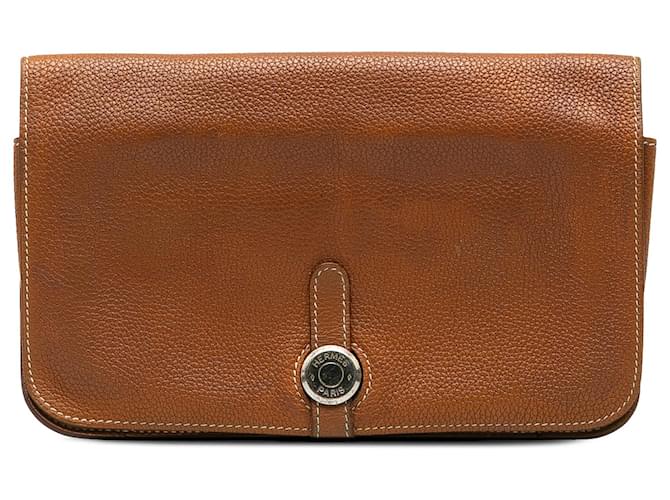 Hermès Hermes Brown Togo Dogon Duo Wallet Leather Pony-style calfskin  ref.1205603