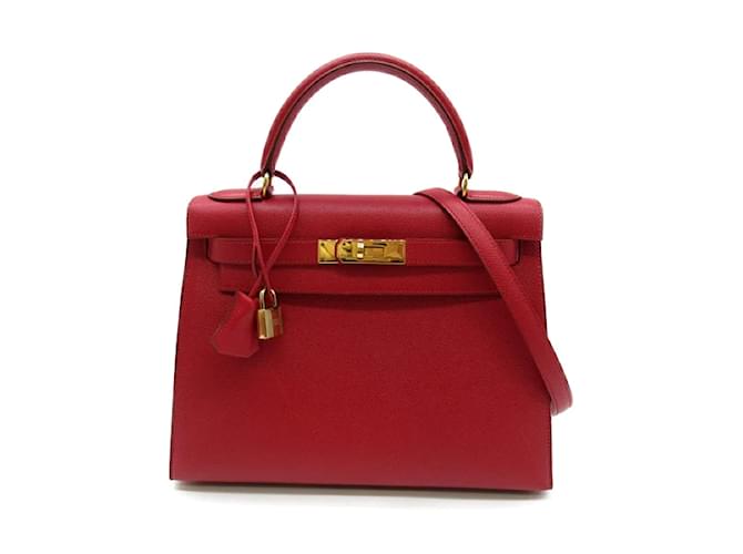 Hermès Courchevel Kelly Retourne 28 Red Leather  ref.1205662