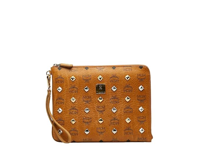 MCM Pochette Visetos Marrone Tela  ref.1205677