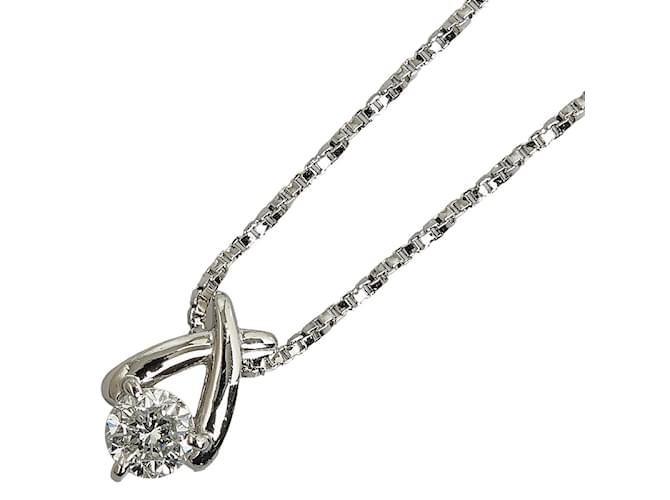 & Other Stories Platinum Diamond Necklace Silvery Metal  ref.1205701