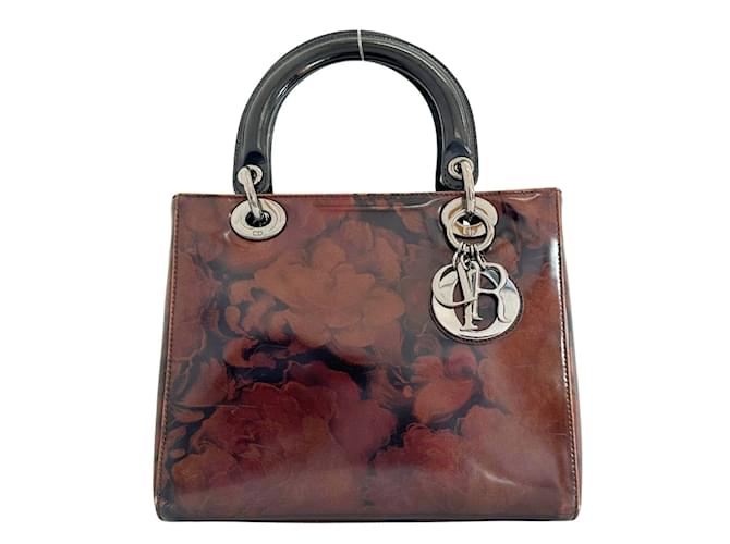 Floral Print Lady Dior MA-0958 Red Leather  ref.1205717