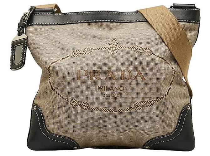 Prada Canapa Logo Canvas Crossbody Bag Beige Cloth  ref.1205731