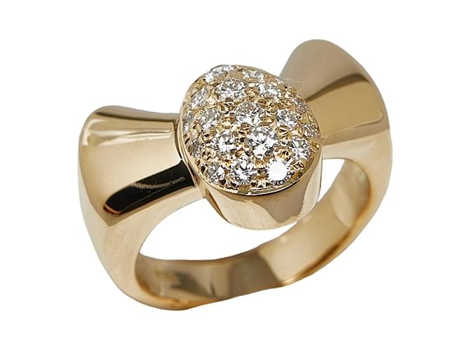 & Other Stories Anel Pave em Ouro Amarelo K18YG com Diamante de 0,30ct em Excelente Estado Dourado Metal  ref.1205756