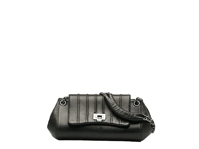 Chanel Vertical Quilt Accordion Flap Bag Black Leather Lambskin  ref.1205802