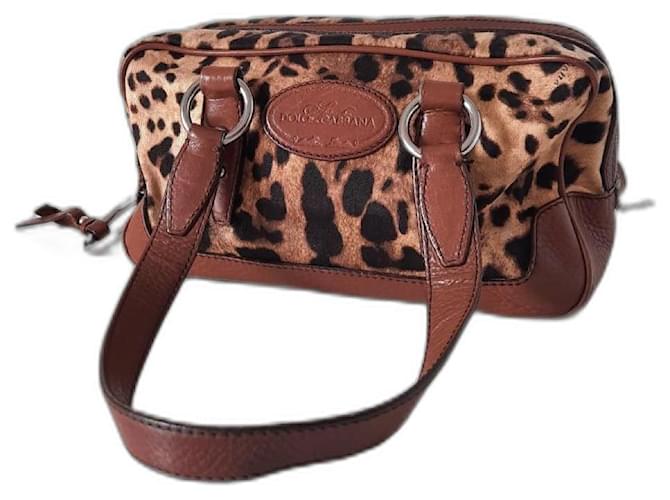 Dolce & Gabbana borsa a mano animalier in pelle stampa leopardo Multicolore Tela  ref.1205813