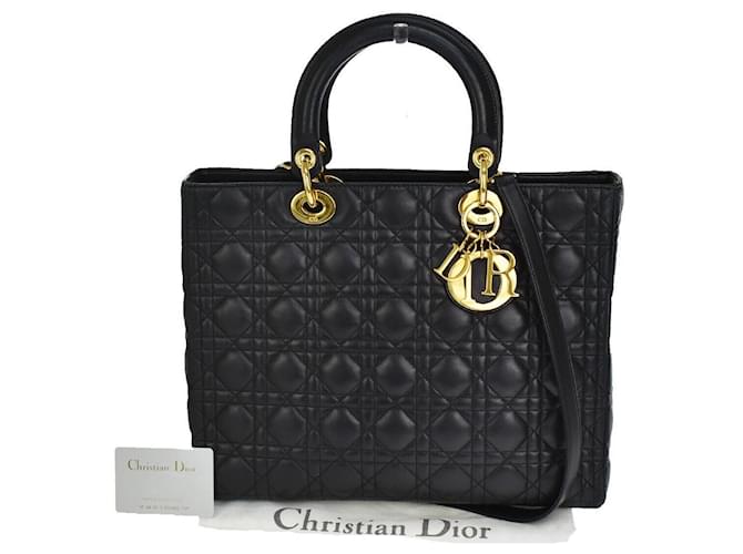 Lady Dior Dior Lady O Black Leather  ref.1205864