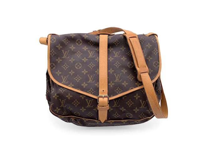 Louis Vuitton Crossbody Bag Vintage Saumur Brown Cloth  ref.1205984