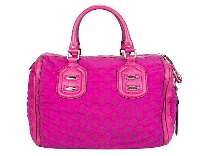 Gucci GG Rubber Fuchsia Boston Handtasche Pink Leinwand  ref.1205992