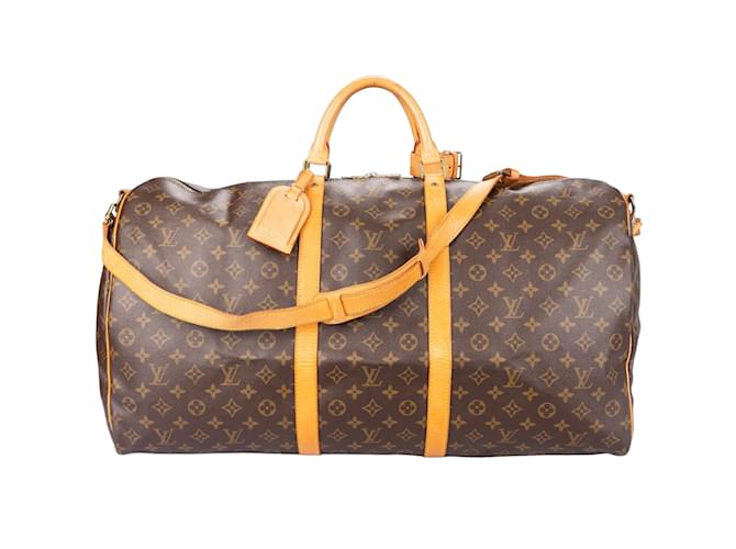 Louis Vuitton Canvas Mongram Keepall Bandouliere 60 Brown Leather  ref.1206018
