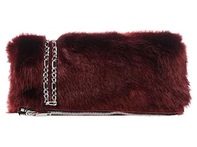 Pinko Clutch bags Dark red Faux fur  ref.1206177