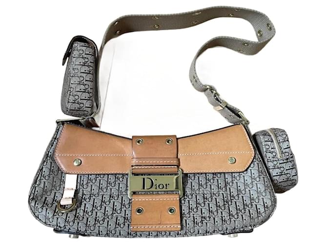 Dior Handbags Brown Beige Leather Cloth  ref.1206188
