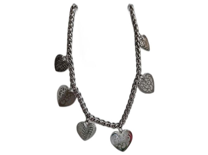 Dior Halskette Silber mit 6 Herzanhängern