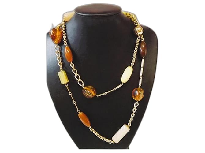 DOLCE & GABBANA necklace with amber colored semiprecious stones & GABBANA with colored semiprecious stones (predominantly amber color) DJ model0794 Cognac Steel  ref.1206318