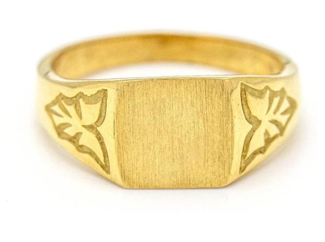 Autre Marque Yellow Gold Square Seal Ring. Golden  ref.1206491