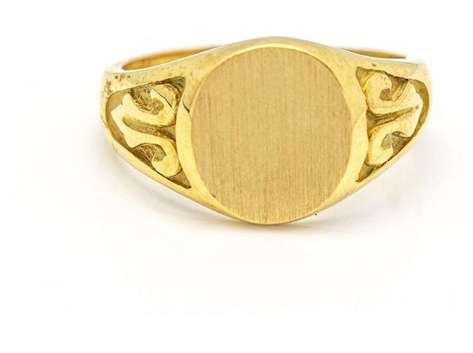 Autre Marque Yellow Gold Round Seal Ring . Golden  ref.1206525