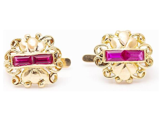 Autre Marque Pendientes Modernistas 1935. Rosa Dorado