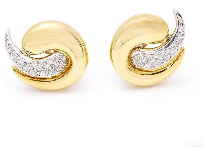 Autre Marque Pendientes de Oro con Diamantes. Dorado