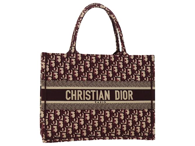 Christian Dior Trotter Canvas Oblique Tote Bag Bordeaux M1296 ZRIW Auth 49935A Red Cloth  ref.1073707