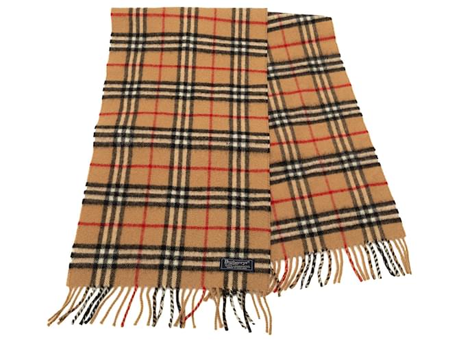 Burberry Brown House Check Wool Scarf Beige Cloth  ref.1173883