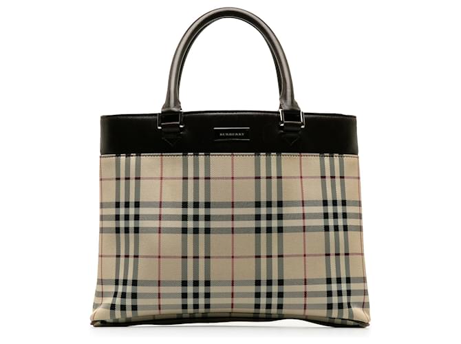 Burberry Brown House Check Handbag Beige Cloth Cloth  ref.1176149