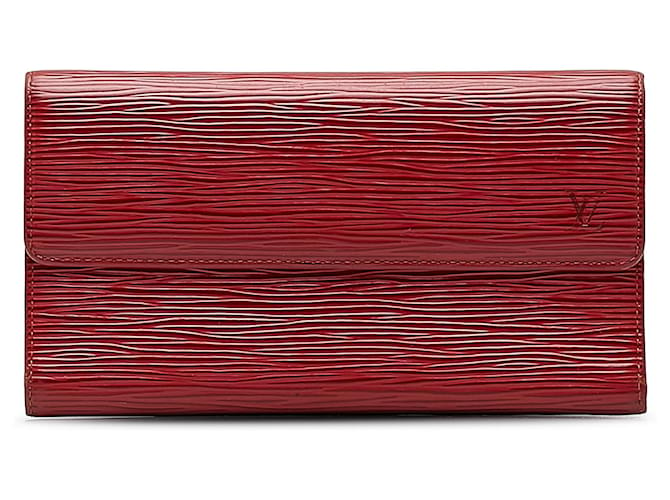 Louis Vuitton Red Epi Sarah Lange Geldbörse Rot Leder  ref.1180066