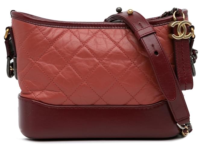 Chanel Red Small Lambskin Gabrielle Crossbody Bag Leather  ref.1191263