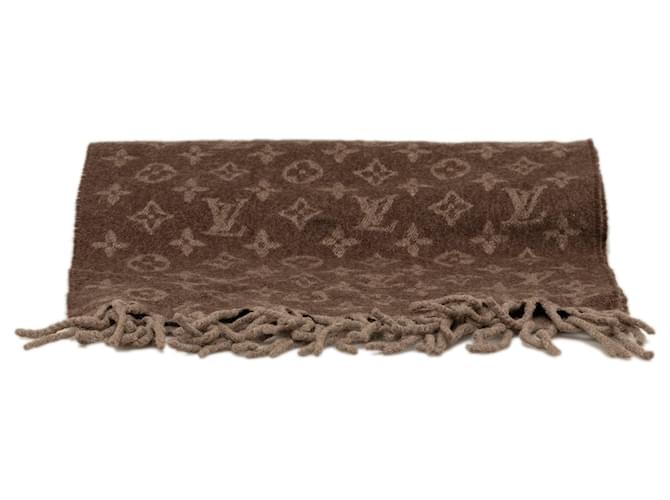 Louis Vuitton Brown Monogram Wool and Cashmere Scarf Cloth  ref.1191277