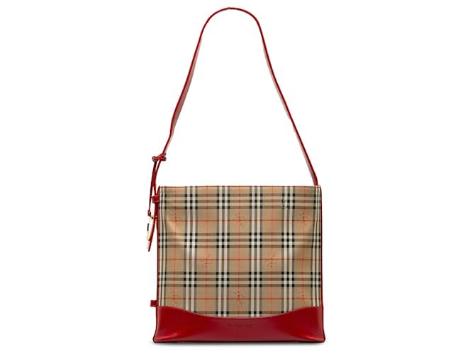 Burberry Brown Haymarket Check Shoulder Bag Beige Cloth Cloth  ref.1200614