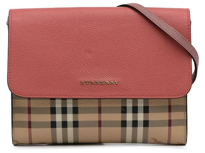 Burberry Brown Haymarket Check Loxley Crossbody Bag Leather Cloth Pony-style calfskin Cloth  ref.1200994