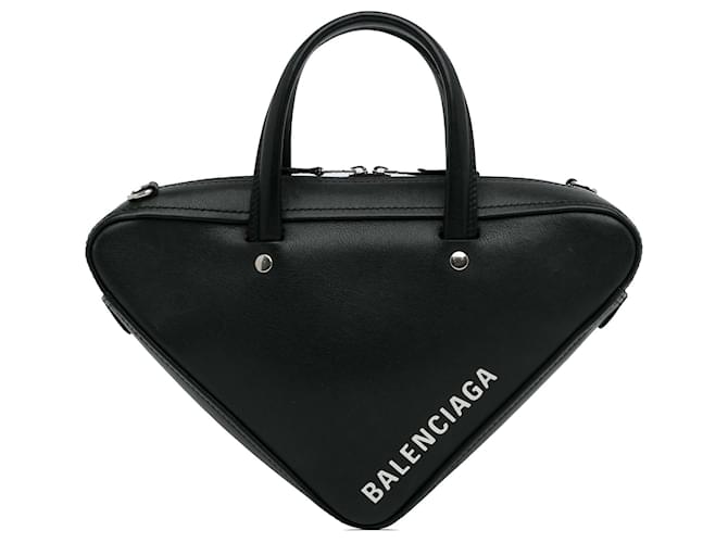 Balenciaga Black S Triangle Duffle Bag Preto Couro Bezerro-como bezerro  ref.1202703