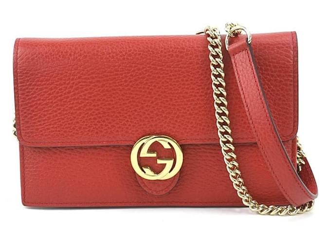 Gucci Wallet on Chain Red Leather  ref.1206117