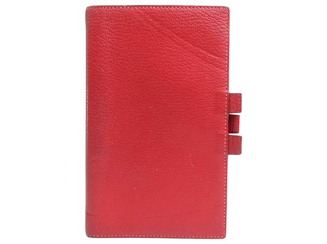 Hermès agenda cover Red Leather  ref.1206522
