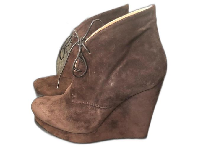 Jil Sander Suede Ankle Boots Brown