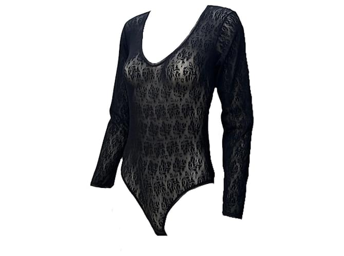 Superb Christian Dior monogram lace bodysuit Black Polyester Polyamide  ref.1206824