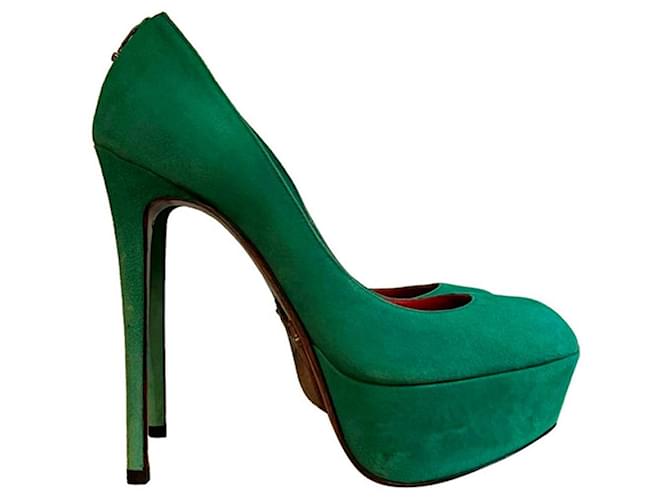 Open toe CESARE PACIOTTI in green suede Leather  ref.1206828