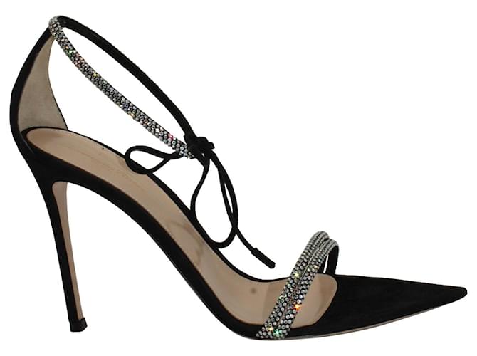 Gianvito Rossi Montecarlo 105 Crystal Embellished Sandals in Black Suede  ref.1206861