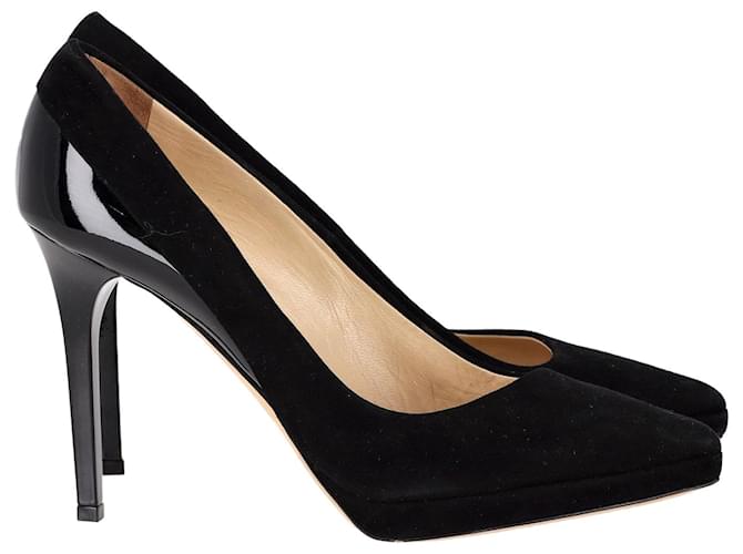 Jimmy Choo Rudy Platform Pumps in Black Suede and Patent Leather  ref.1206862