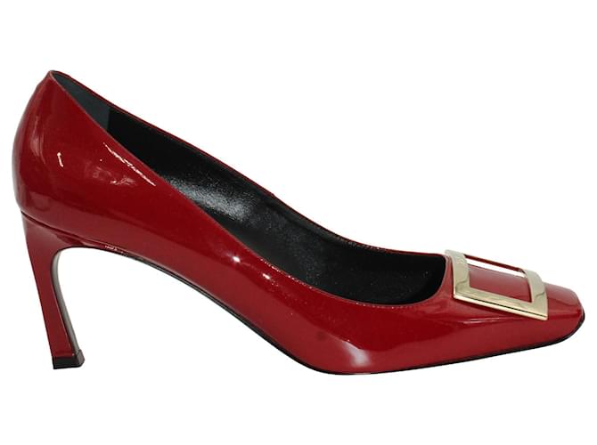 Roger Vivier Trompette 70 Metal Buckle Pumps in Red Patent Leather  ref.1206863