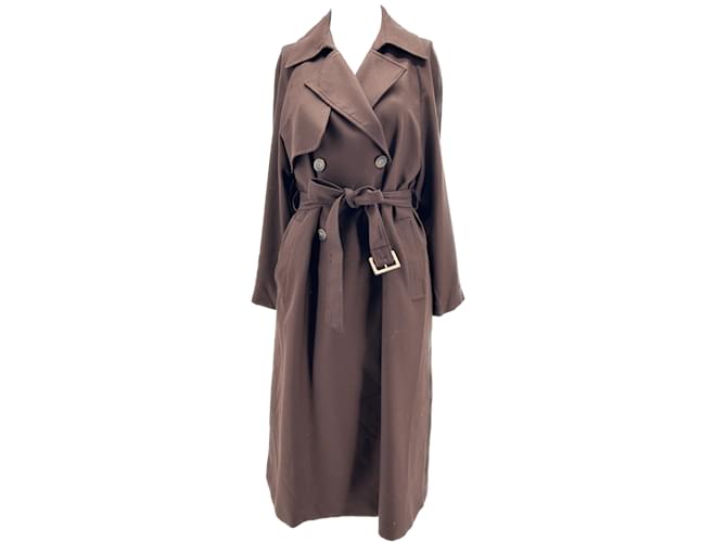 Autre Marque NON SIGNE / UNSIGNED  Trench coats T.International L Wool Brown  ref.1206911