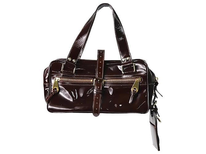 Mulberry Dunkelbraune Handtasche aus Lackleder  ref.1206969