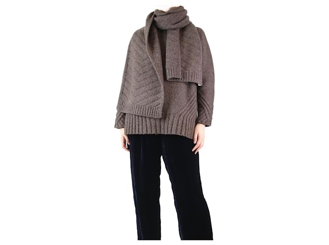 Autre Marque Brown flecked jumper and scarf set - size M  ref.1206974