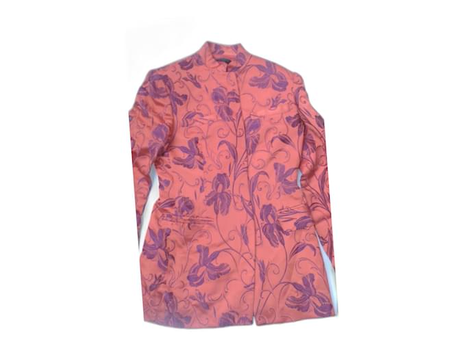 Autre Marque veste luxe Nicoletta Ruggiero 40 orange satiné motif fleurs Synthétique  ref.1207037
