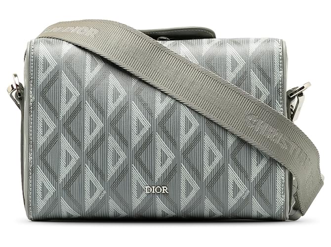 Sac bandoulière Dior CD Diamond gris Toile Tissu  ref.1207047