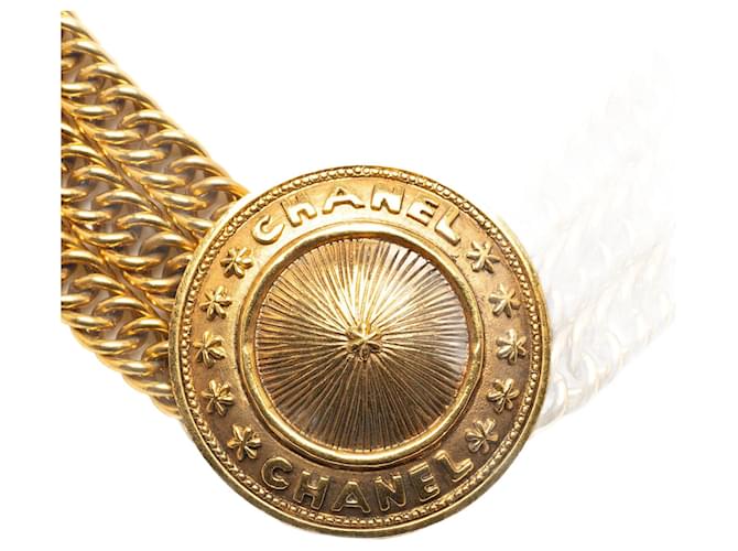 Chanel Gold CC Dreifachketten-Halsband Golden Metall Vergoldet  ref.1207053